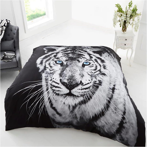 3D White Tiger Printed Animal Throws