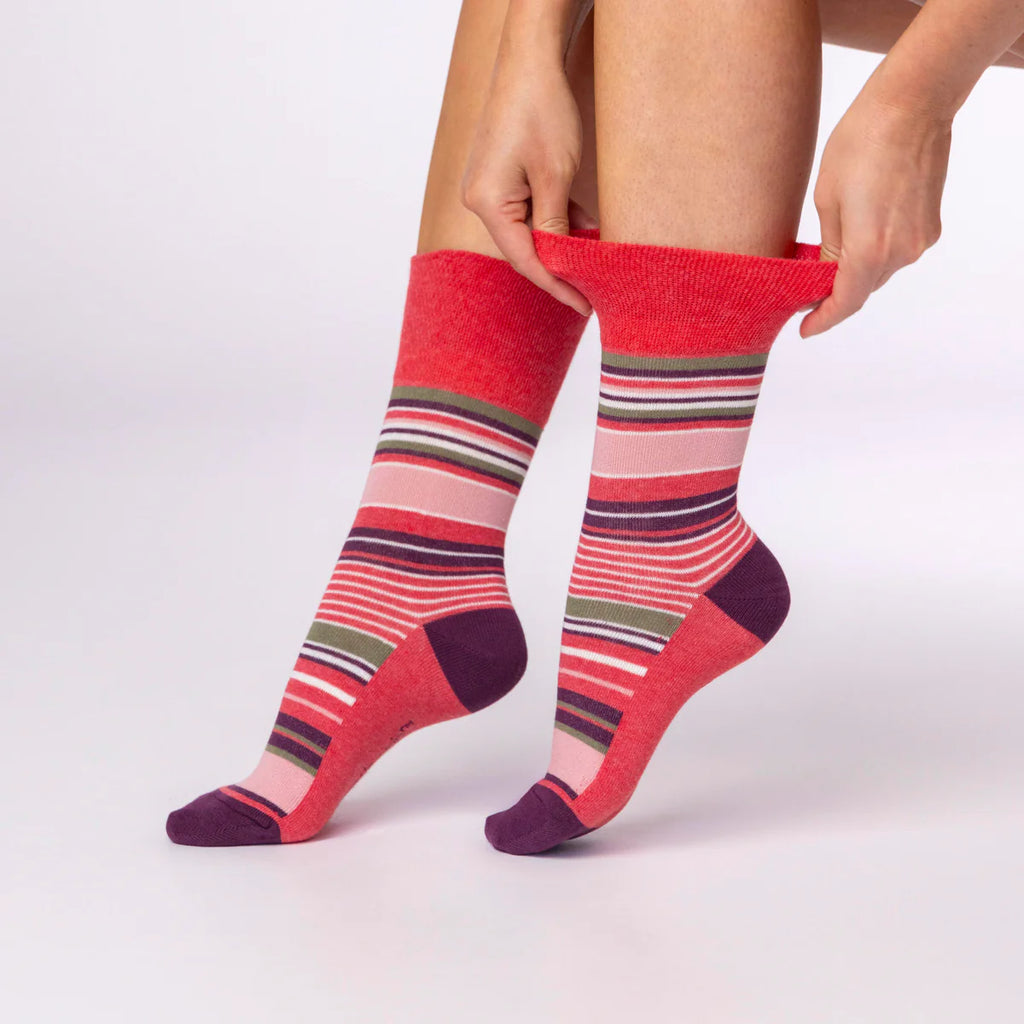 Women Wilderness Stripe Gentle Grip Cotton Rich Socks