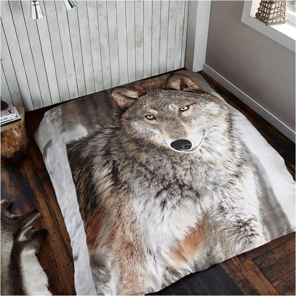 3D Wolf Printed Animal Throws