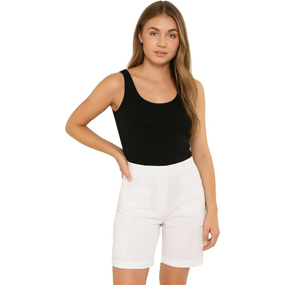 Ladies Cargo Shorts Pull On Turned Hem