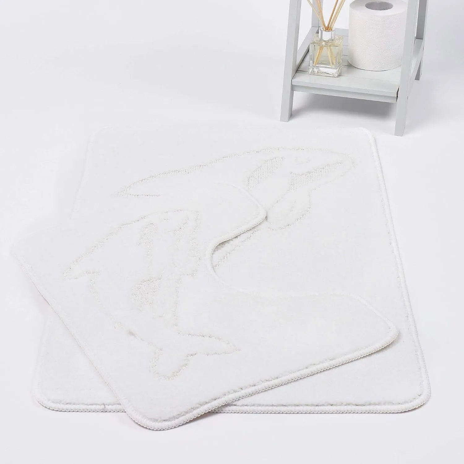 dolphin bath mat set white