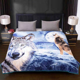 Animal printed throw wolves