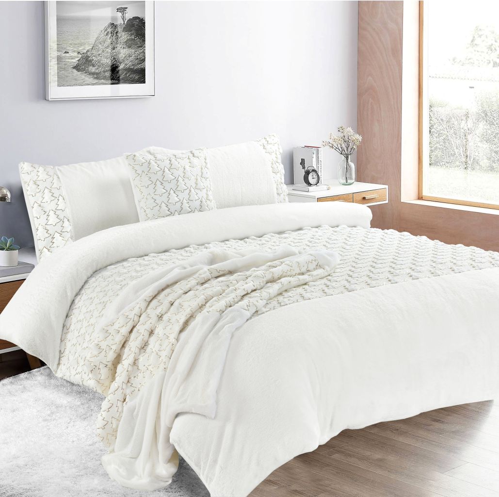Christmas Tree Teddy Fleece Duvet Cover Set | 3 Colours