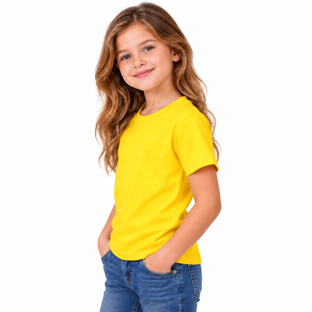 Girls' Plain T-Shirt Yellow