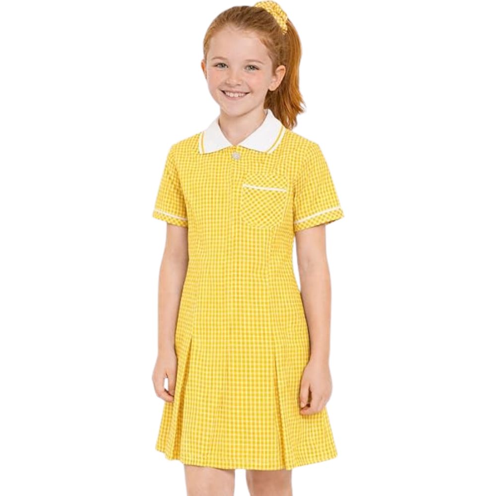 Girls Gingham Check Pleated Dress | 7 Colours