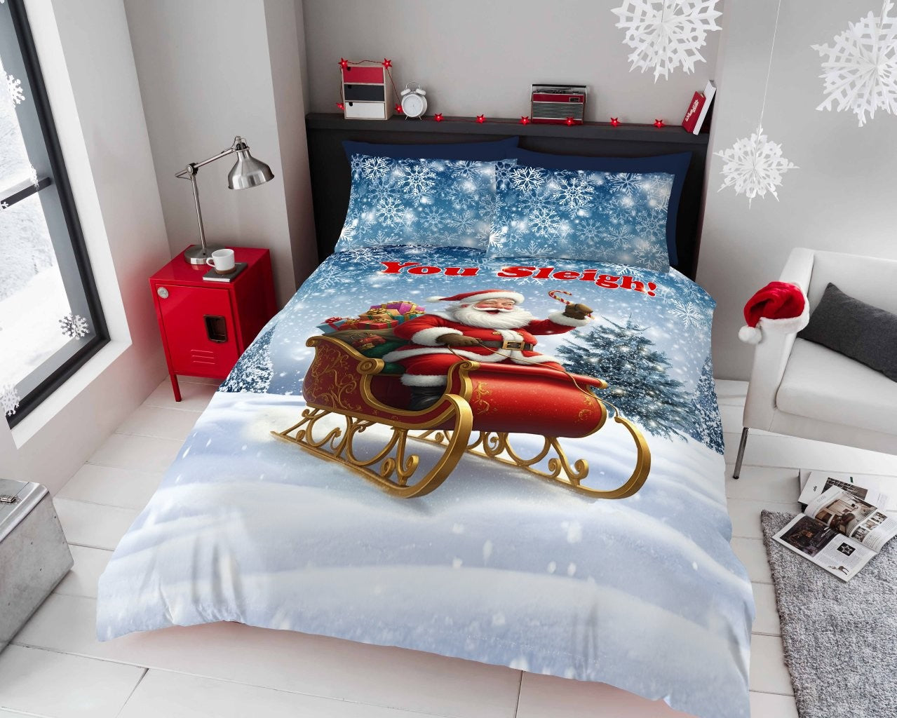 You Sleigh Printed Duvet Cover Set