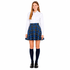 Girls Tartan Check Pull-On Skater Skirts | Red & Blue