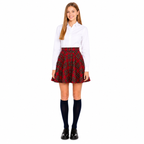 Girls Tartan Check Pull-On Skater Skirts | Red & Blue