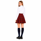 Pack of 2 Girls Tartan Check Pull-On Skater Skirts | Red & Blue