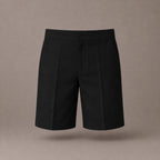 Black Half Elastic Zip & Clip Boys School Shorts