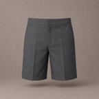 Grey Half Elastic Zip & Clip Boys School Shorts