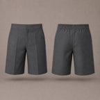 Pack of 2 Grey Half Elastic Zip & Clip Boys School Shorts