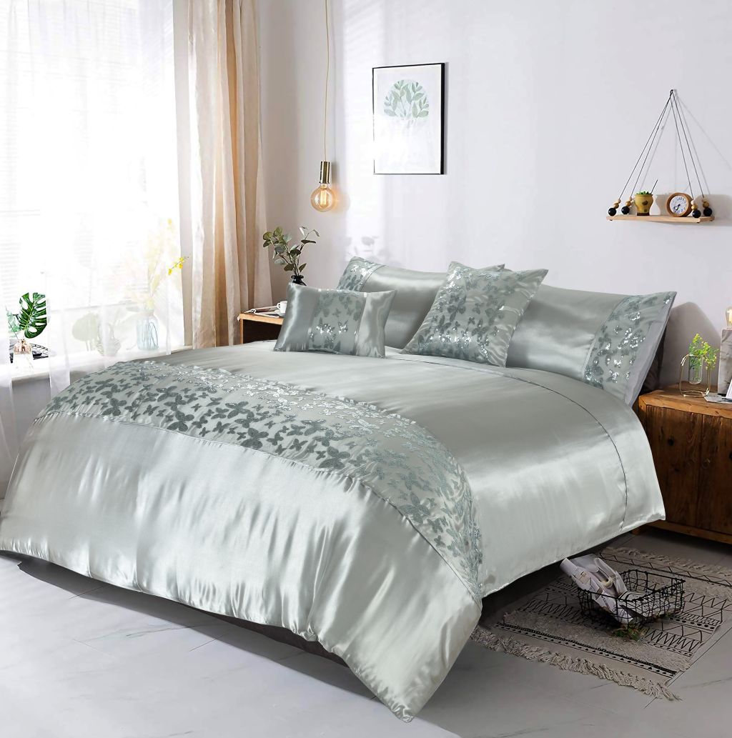 Aisha Embroidered Duvet Cover Set  | 2 Colours