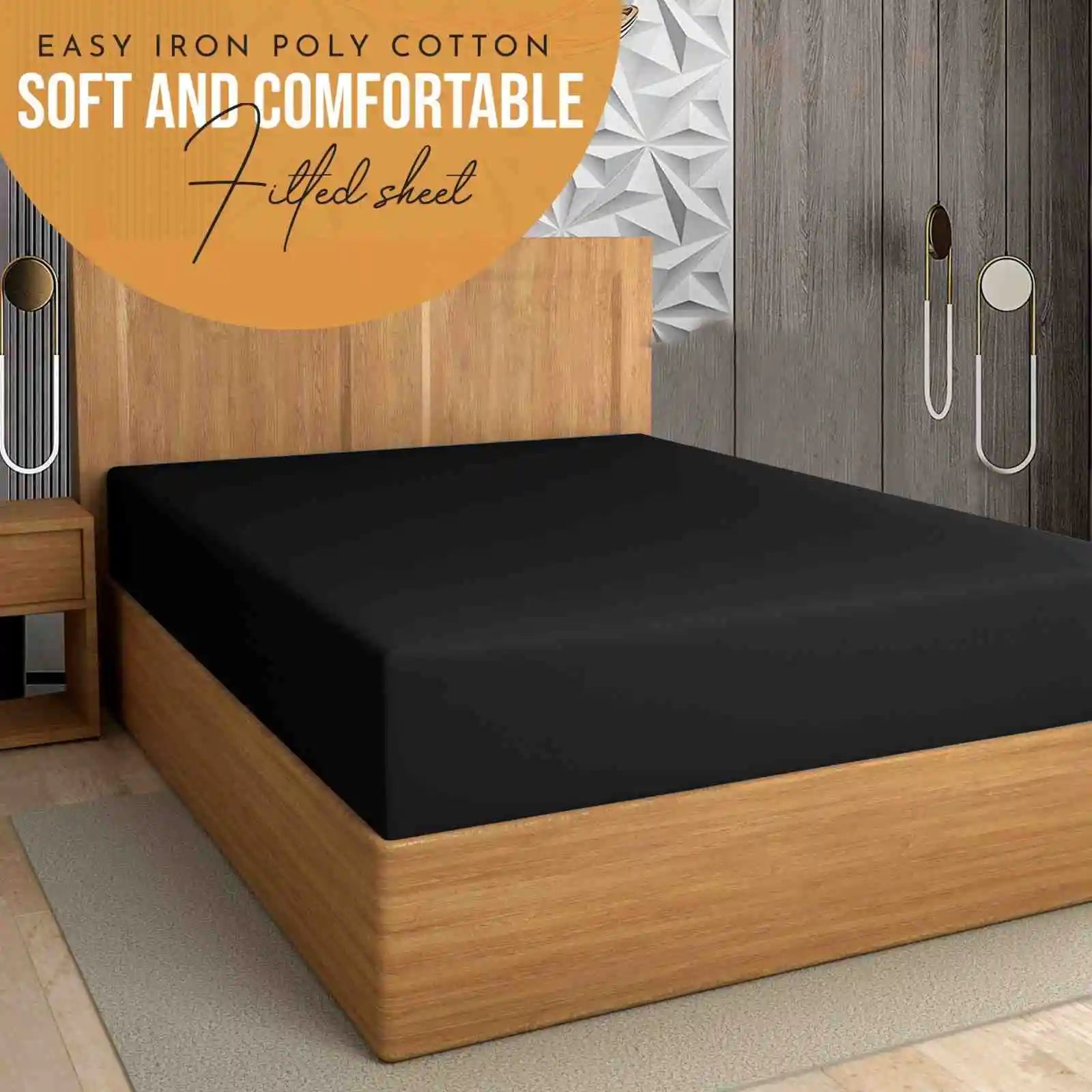 easy iron PC extra deep fitted sheet black