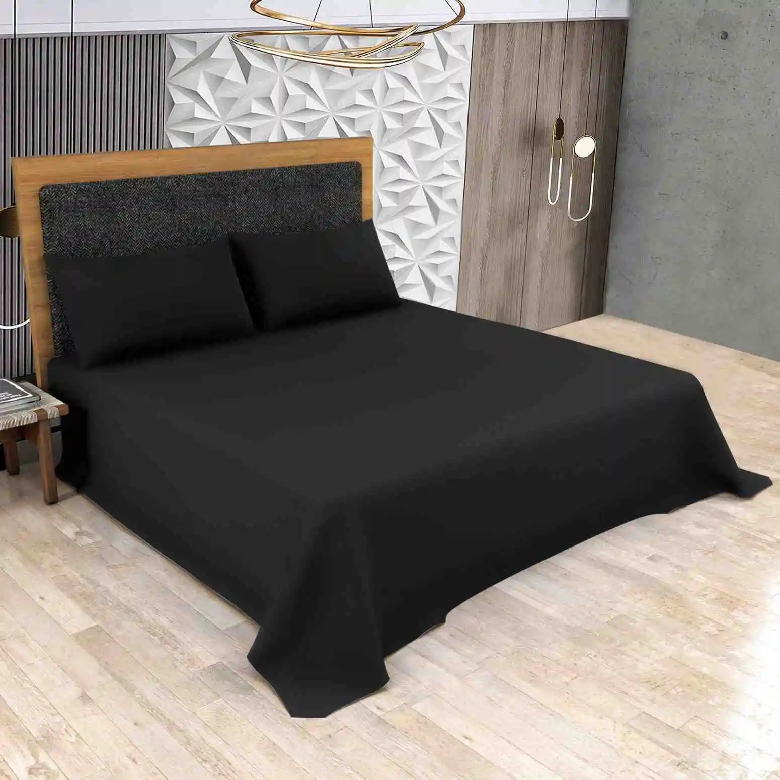 poly cottonflat bed sheets black