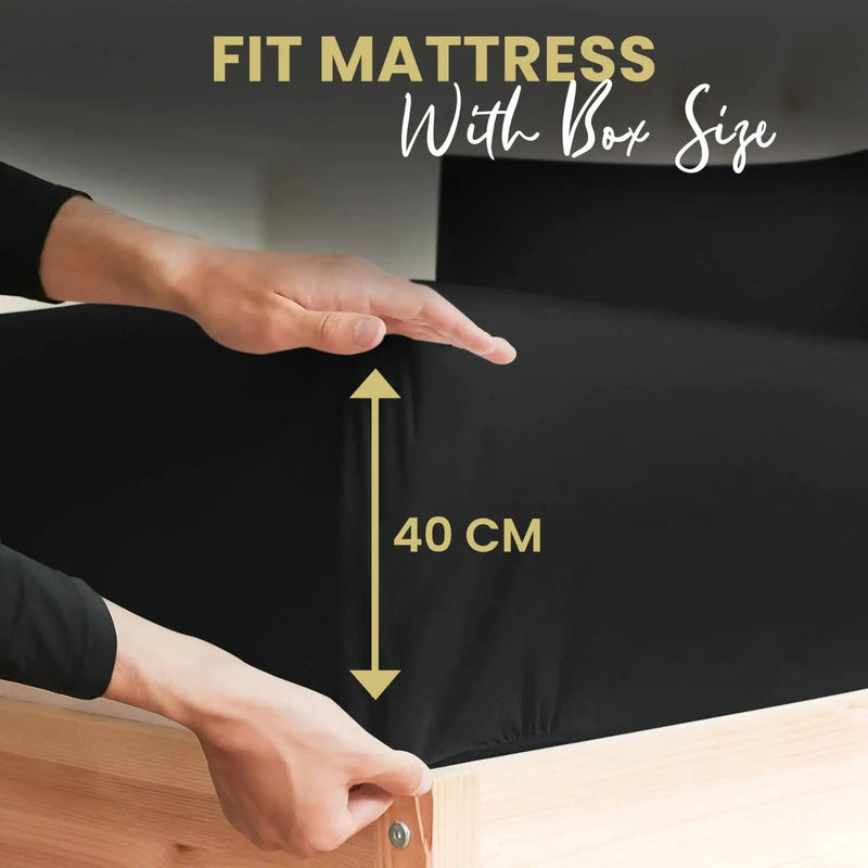 Pc deep pocket fitted sheets Black