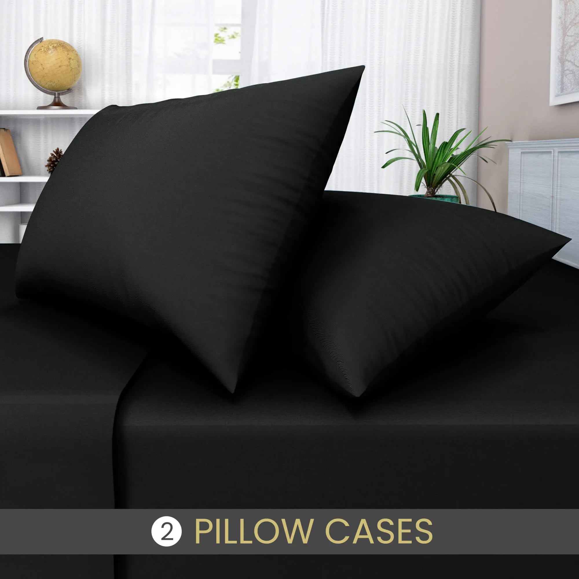 easy care poly cotton pillow cases black