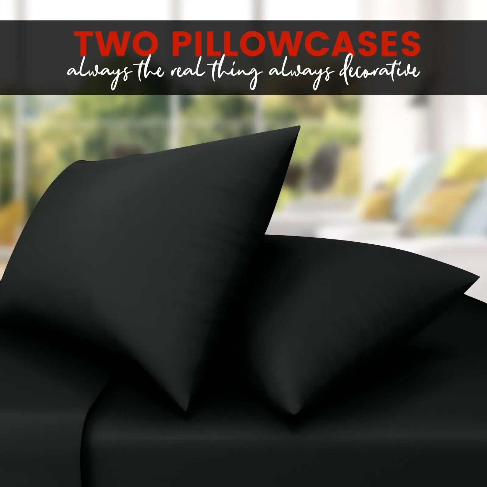 poly cotton pillow cases black