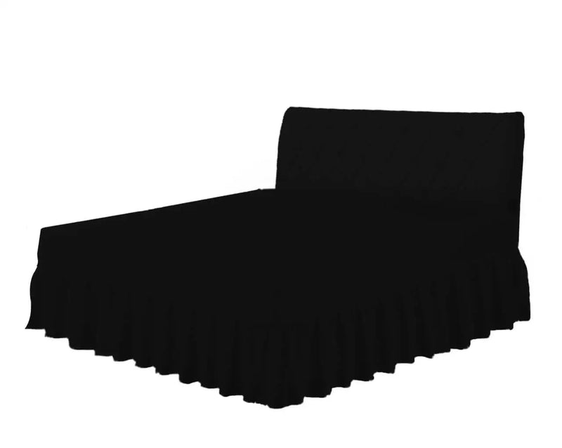 frilled fitted valance sheet black