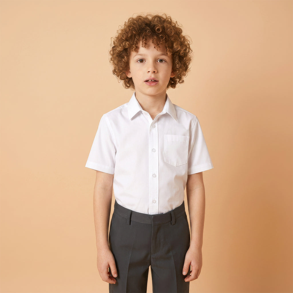 Boys White School Shirt Short Sleeve