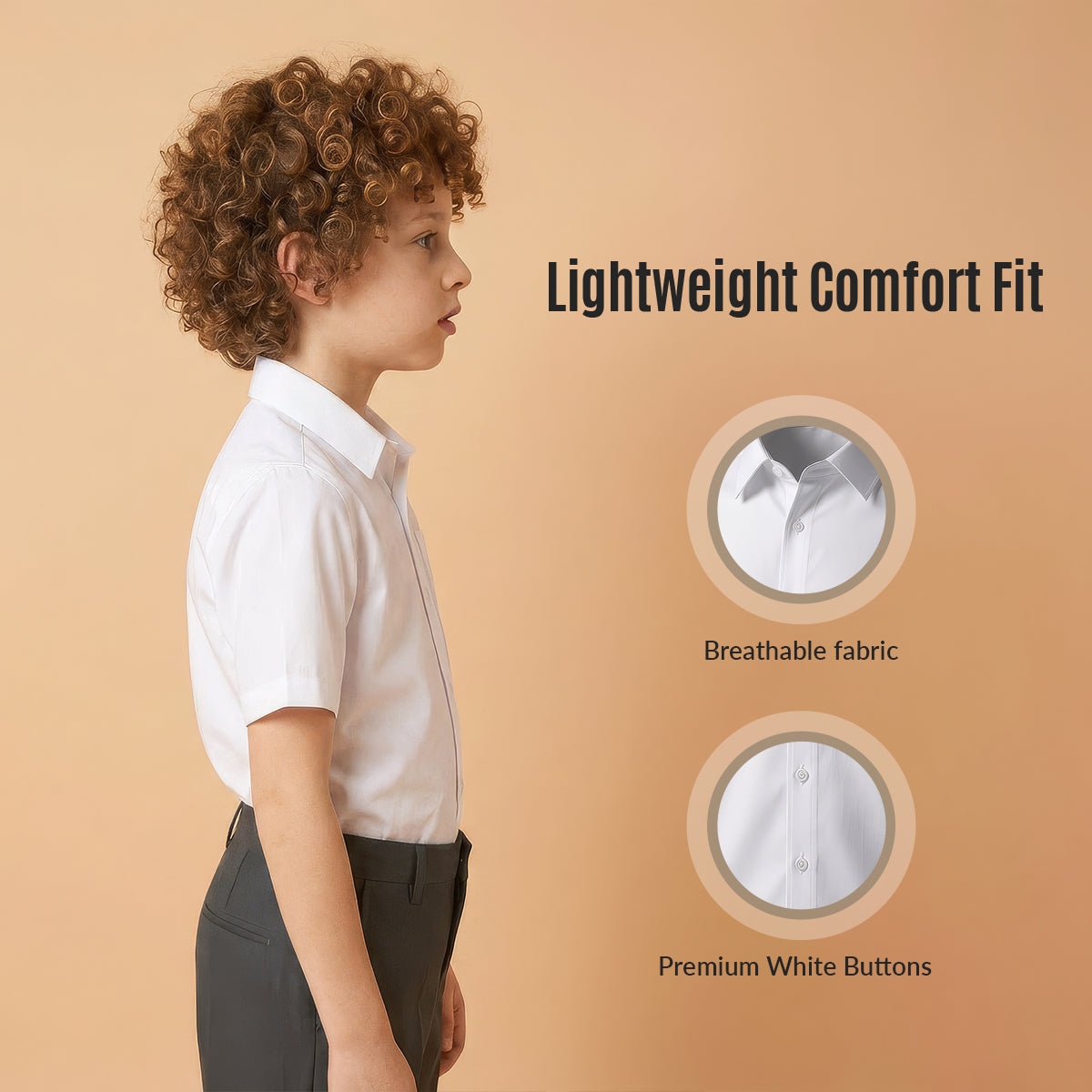 Pack of 2 Boys White School Shirts Short Sleeve