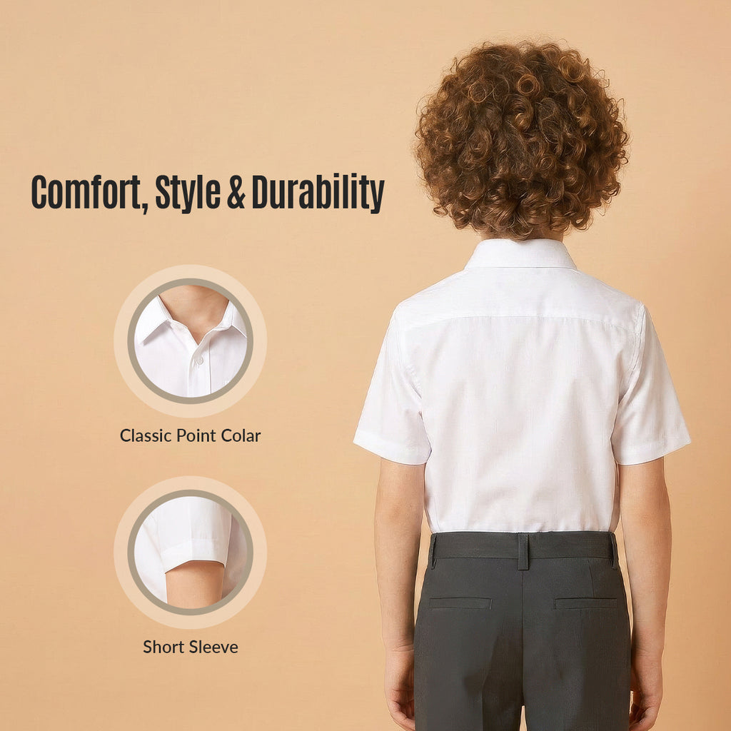 Boys White School Shirt Short Sleeve