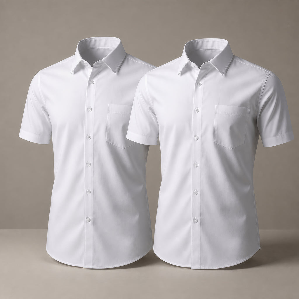 Pack of 2 Boys White School Shirts Short Sleeve
