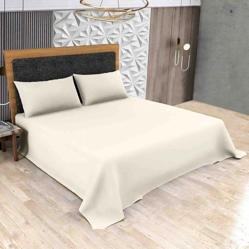 poly cottonflat bed sheets cream