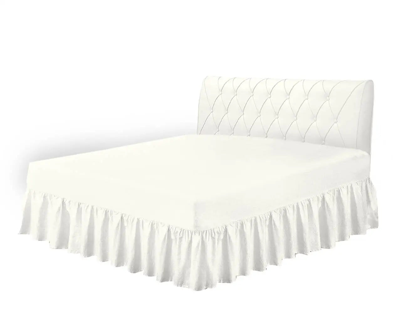 frilled fitted valance sheet cream