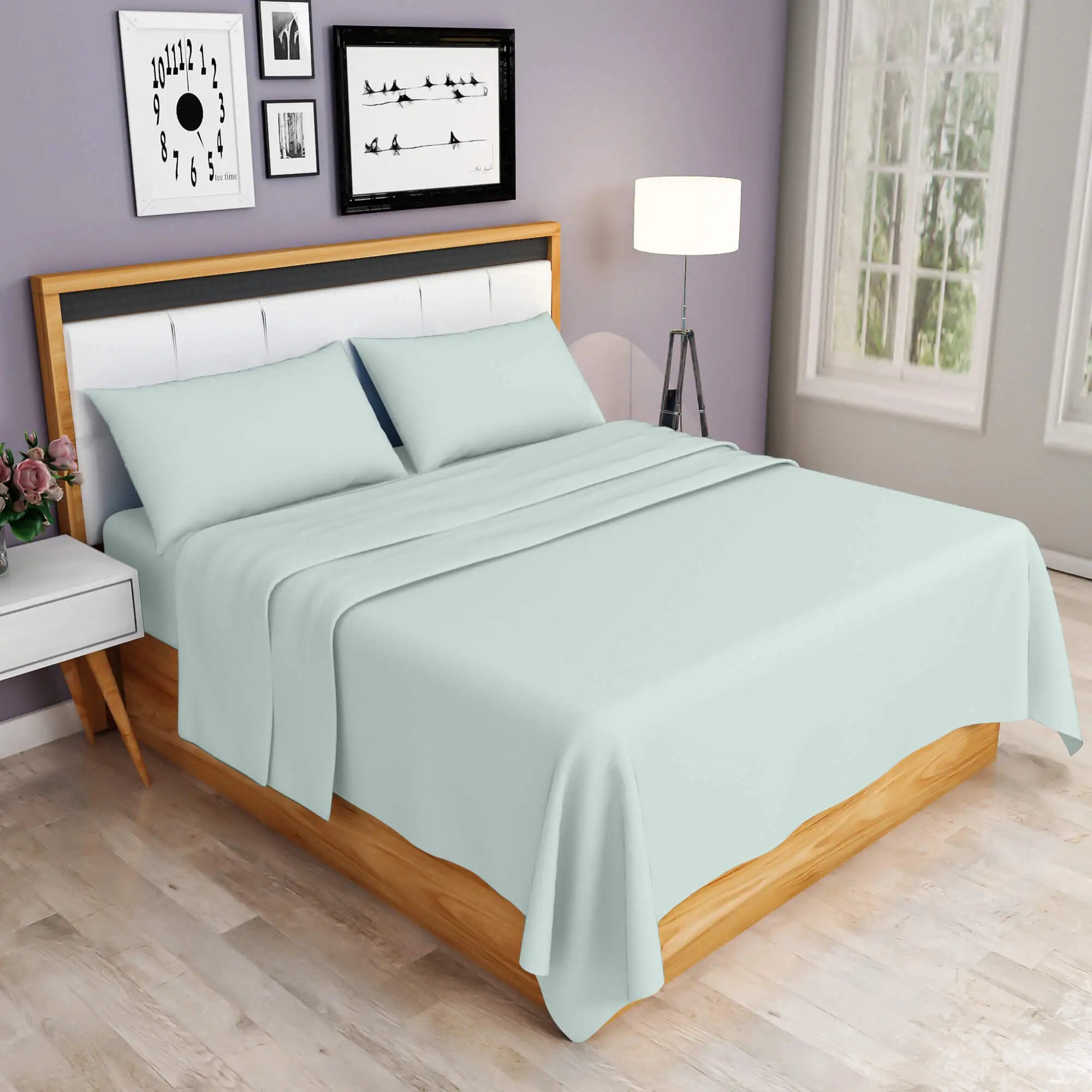 easy iron PC sheets set duck egg