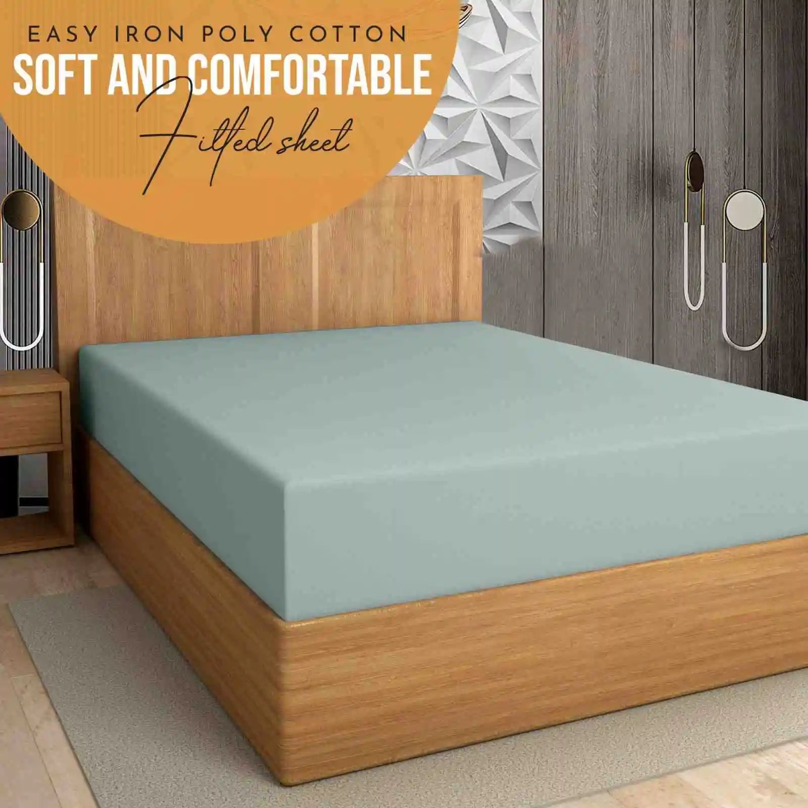 easy iron PC extra deep fitted sheet duck egg