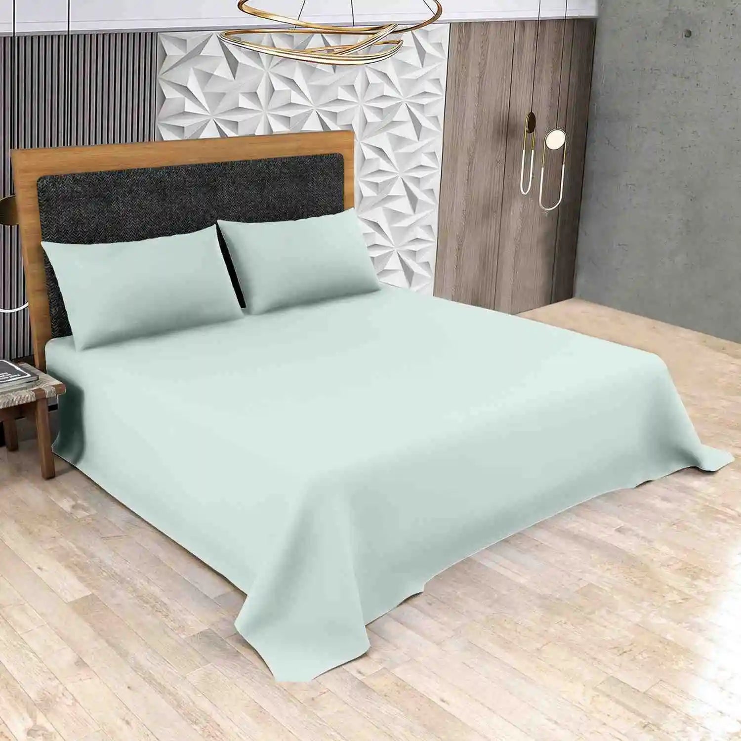 poly cottonflat bed sheets duckegg
