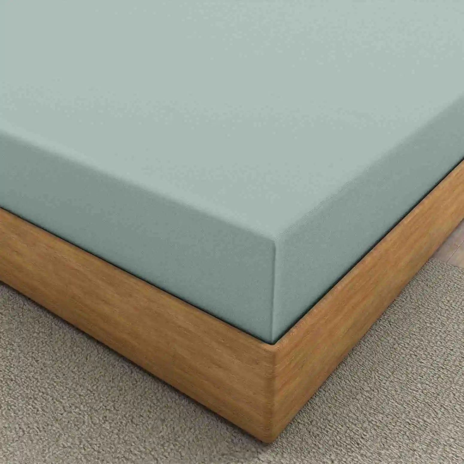 easy iron PC fitted sheet duck egg