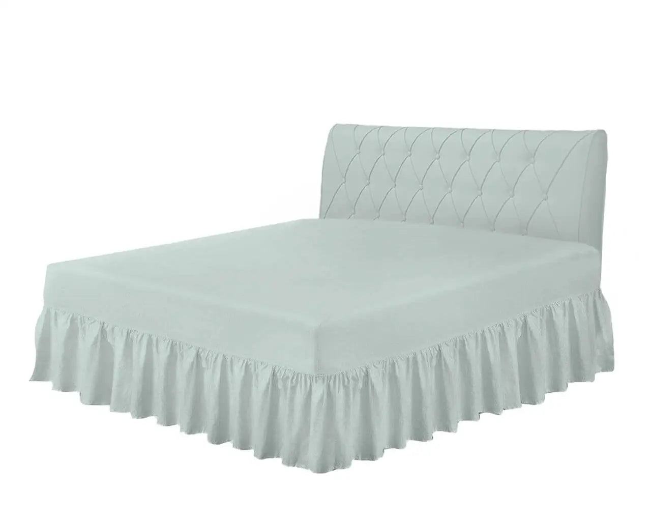 frilled fitted valance sheet duck egg