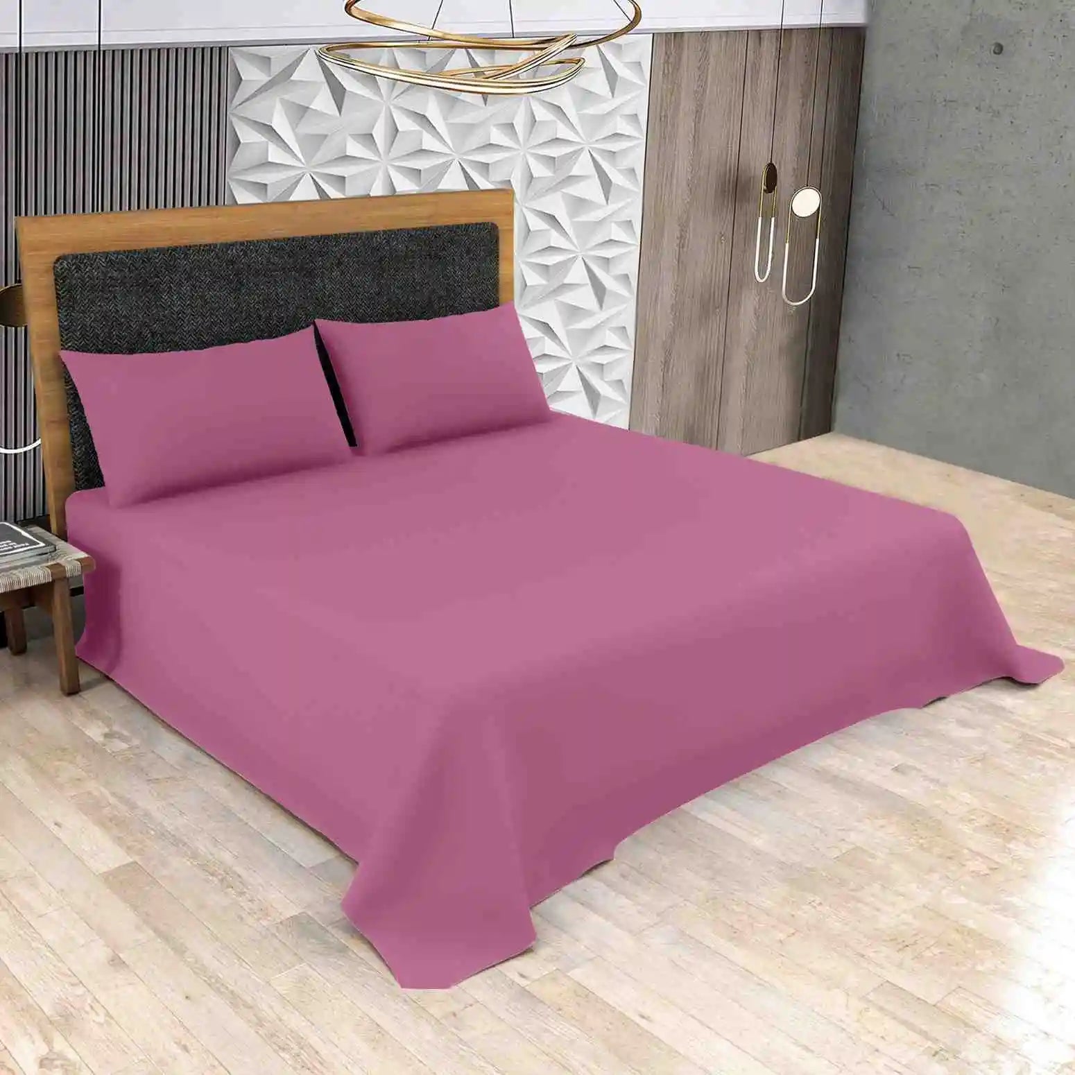 poly cottonflat bed sheets fuchsia