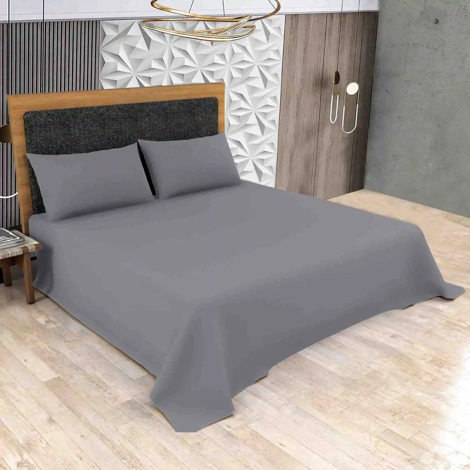 poly cottonflat bed sheets grey