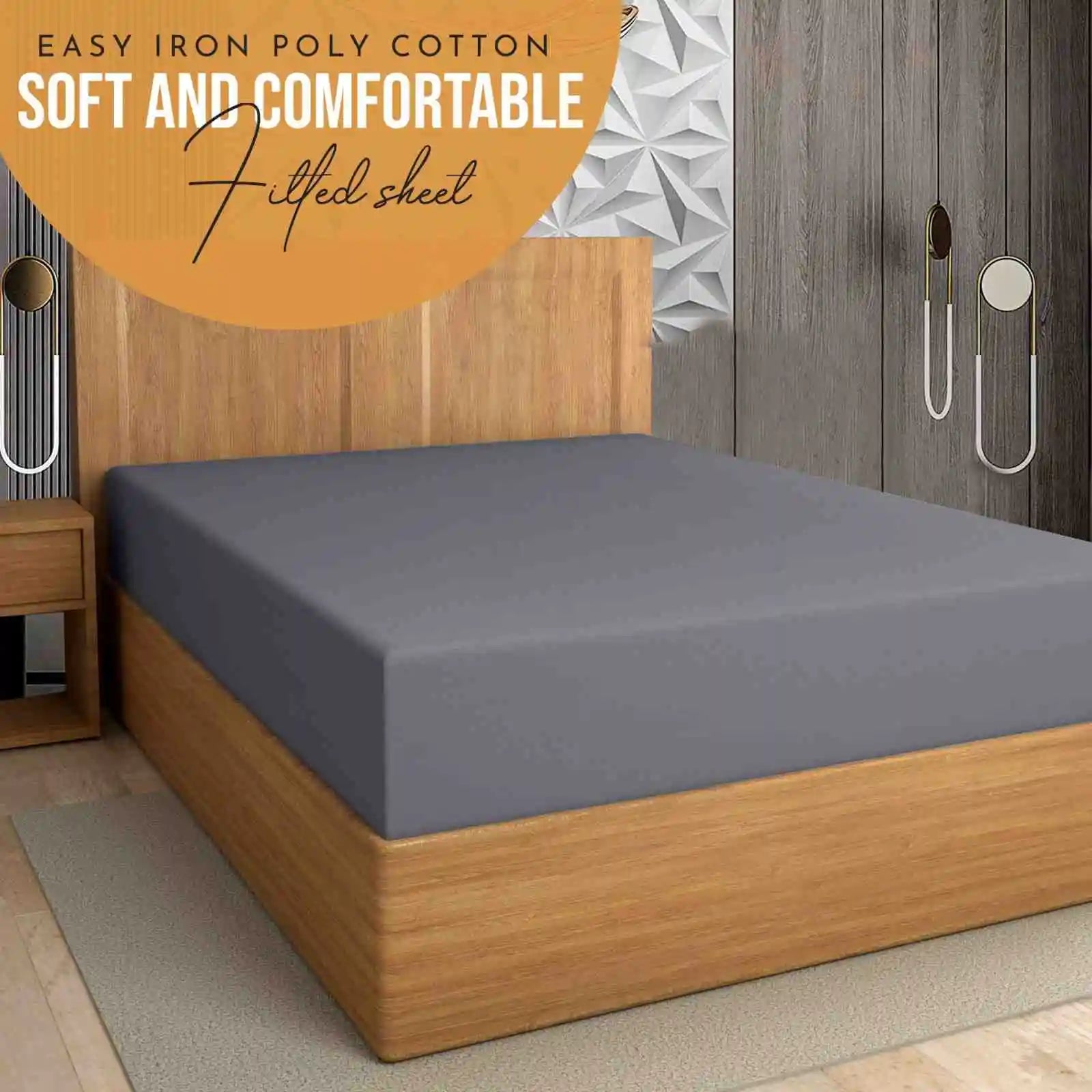 easy iron PC extra deep fitted sheet grey