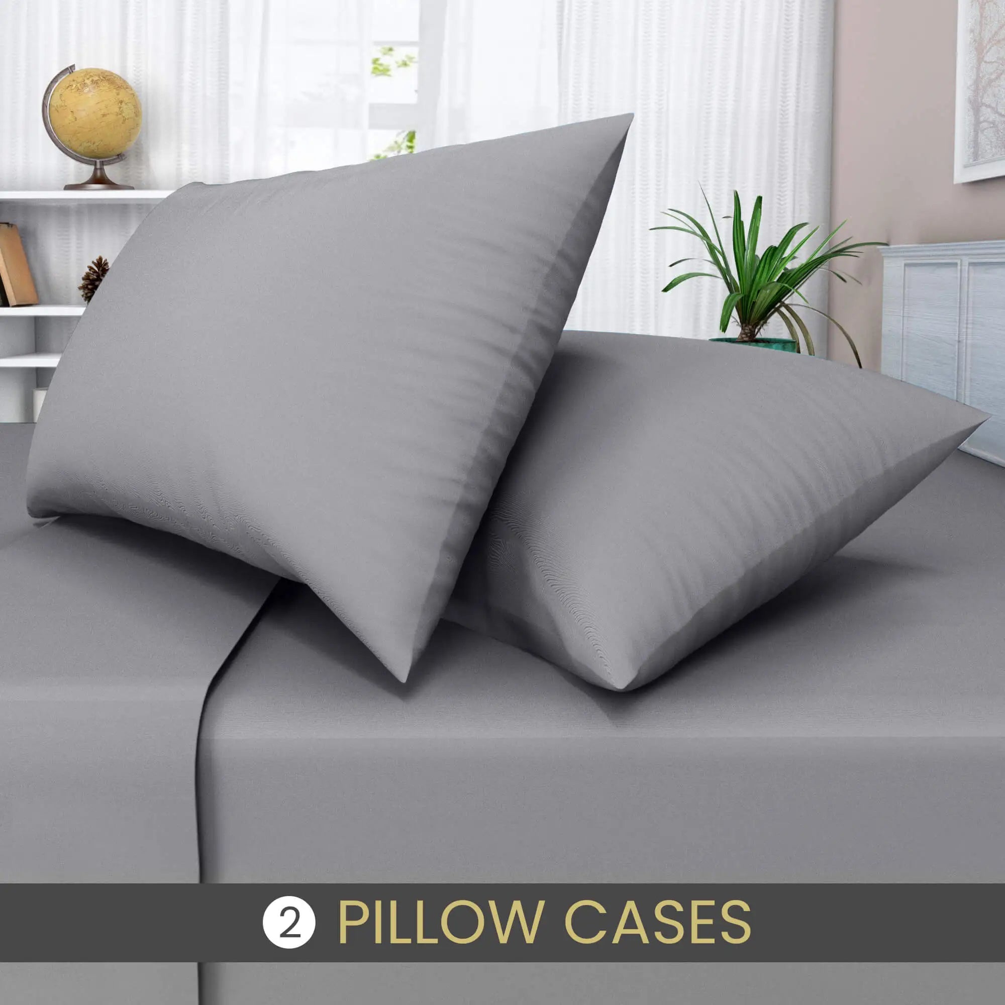 easy care poly cotton pillow cases grey