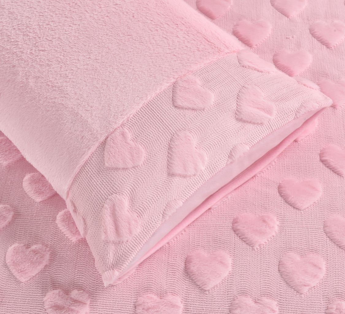 Hearts Teddy Fleece Duvet Cover Set | 2 Colours