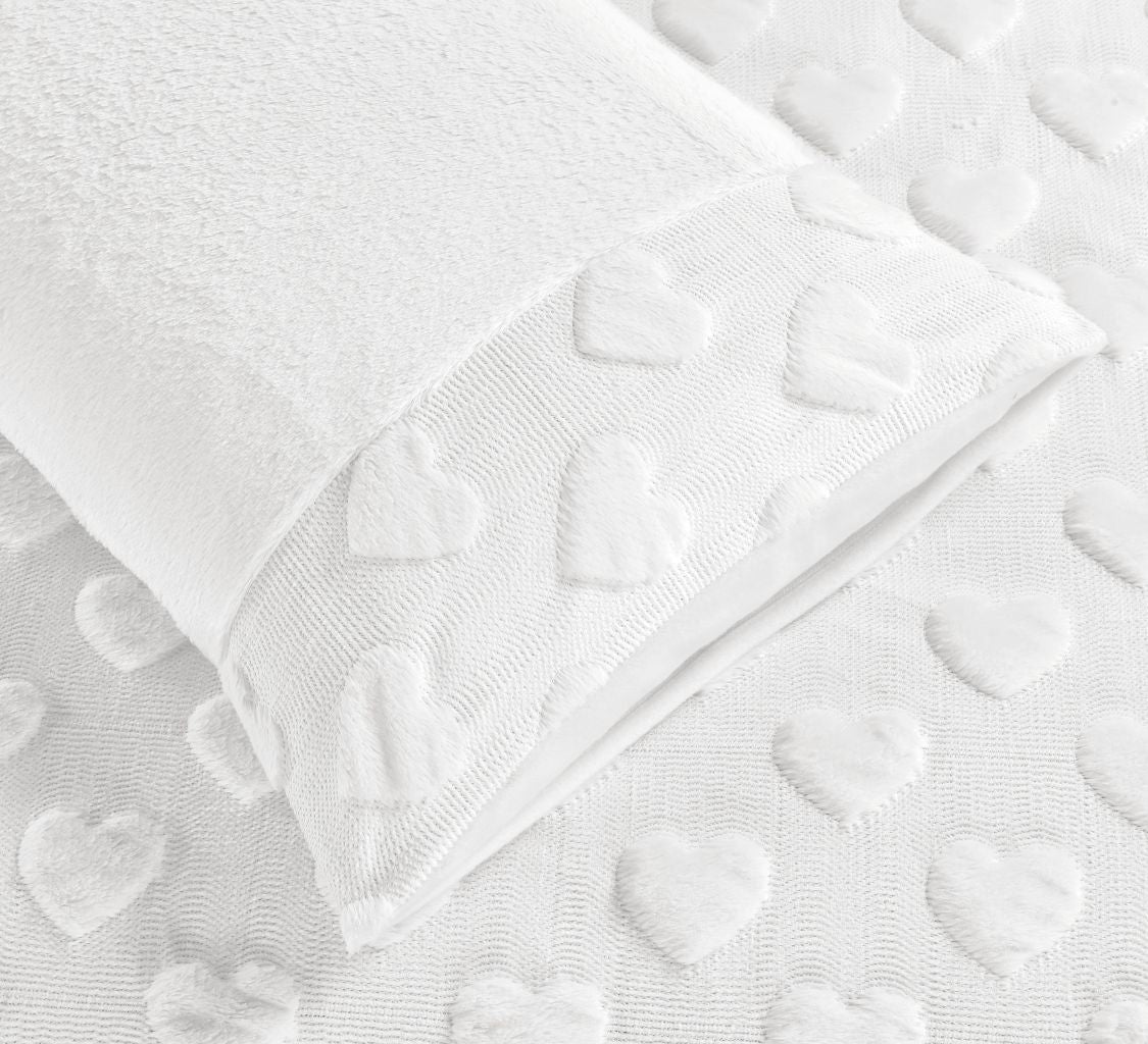 Hearts Teddy Fleece Duvet Cover Set | 2 Colours