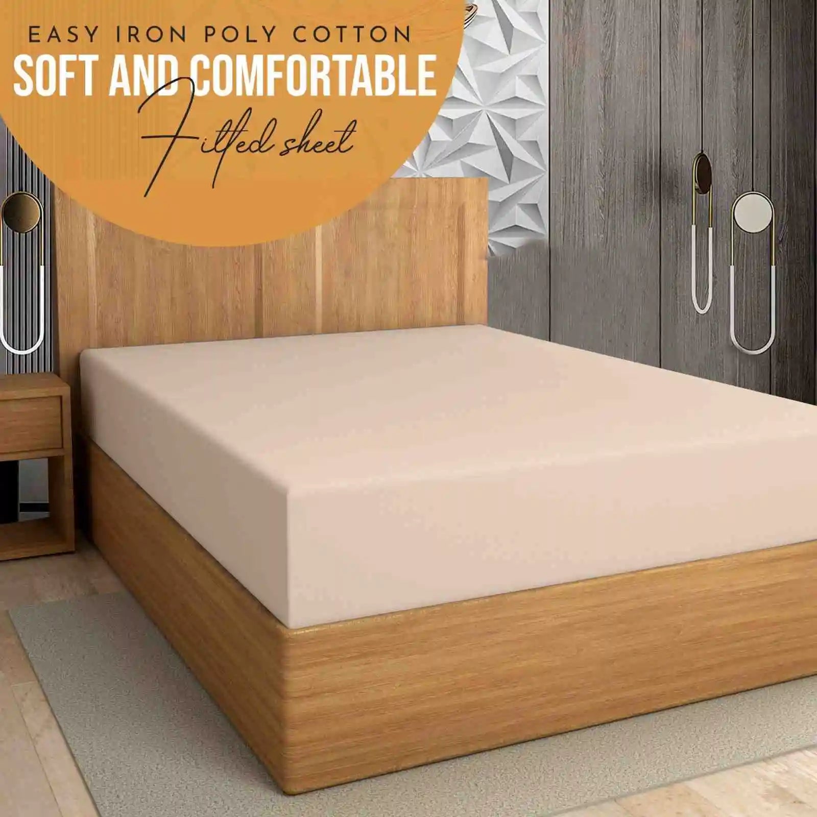 easy iron PC extra deep fitted sheet latte