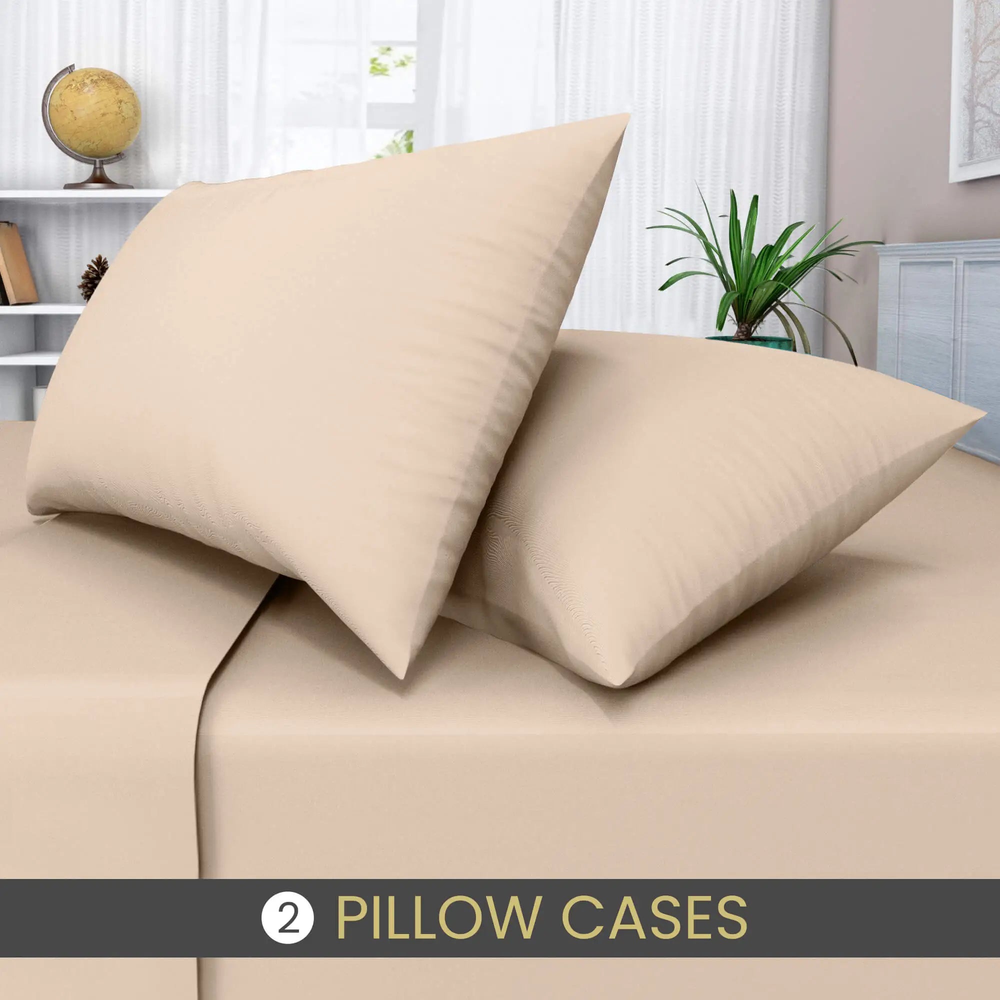 easy care poly cotton pillow cases latte