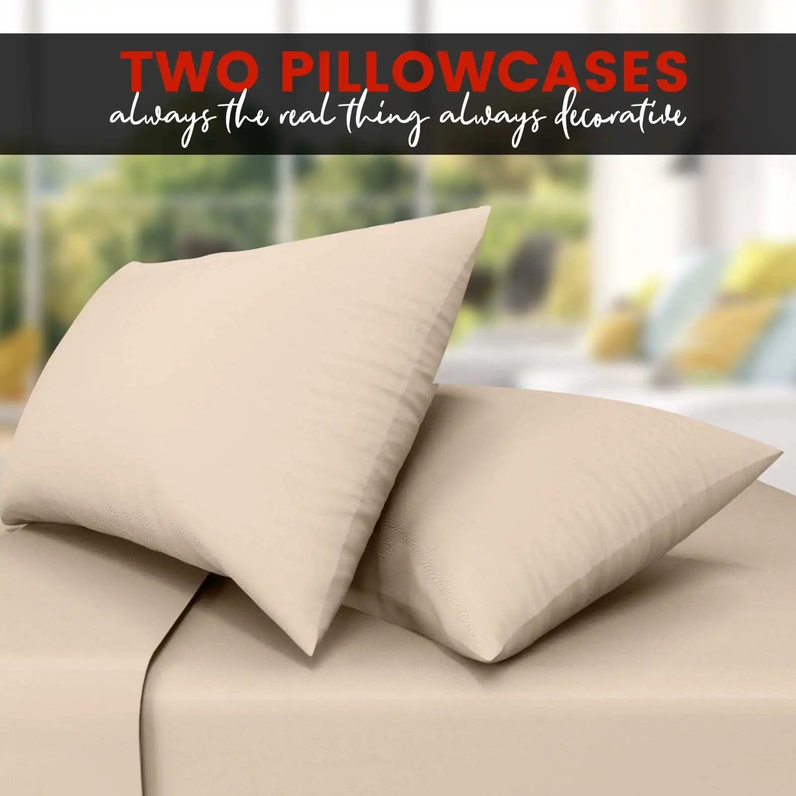 poly cotton pillow cases latte