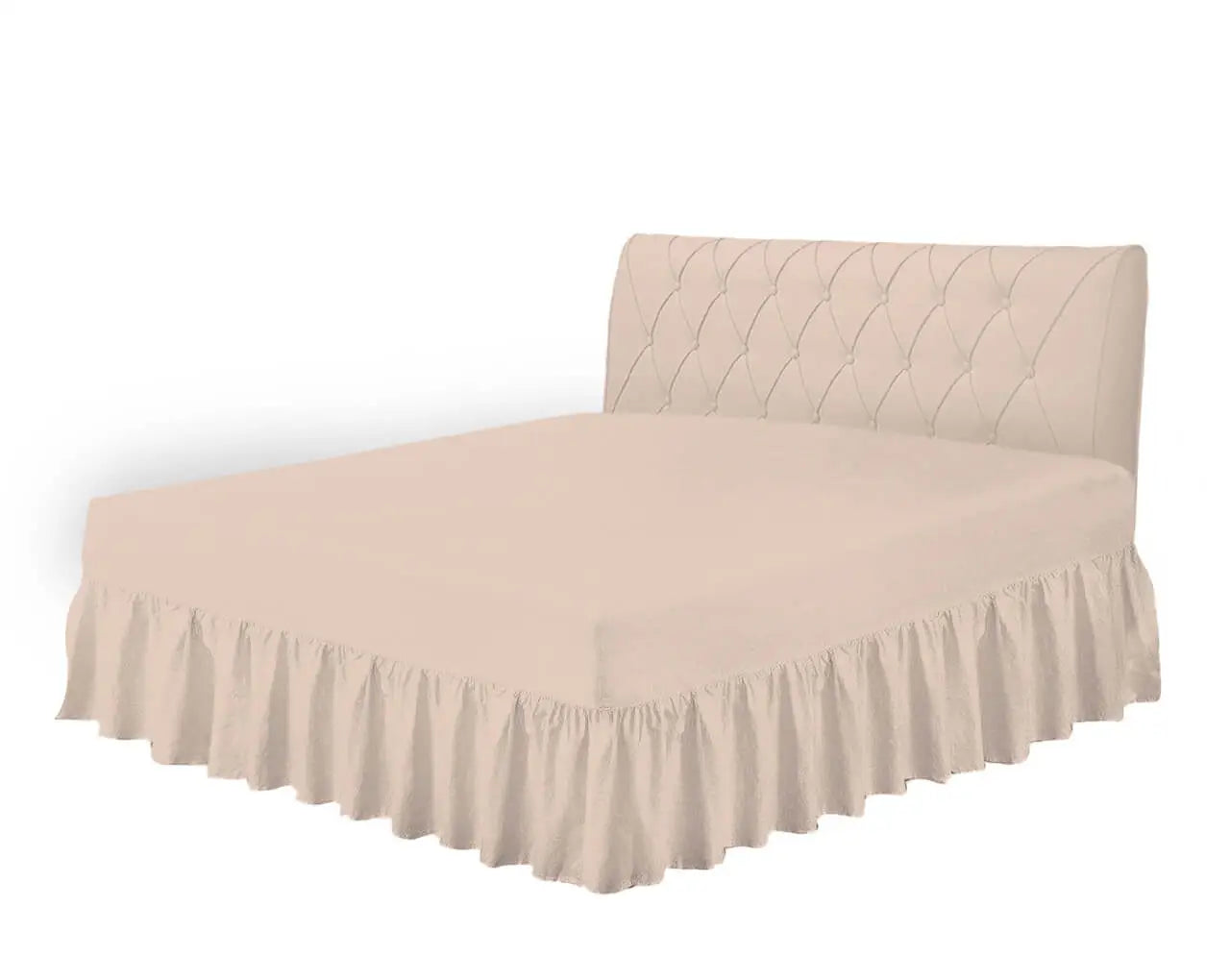 frilled fitted valance sheet latte