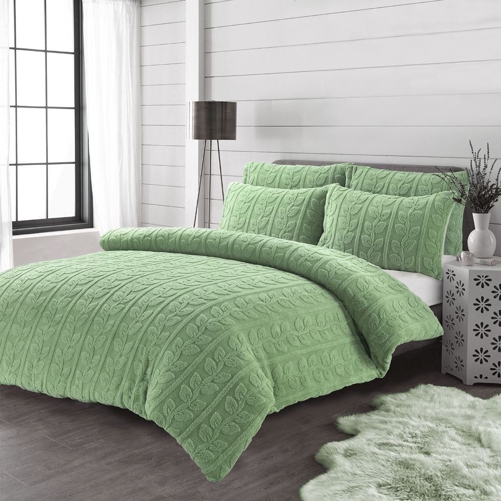 Leaves Teddy Fleece Duvet Cover Set | 3 Colours