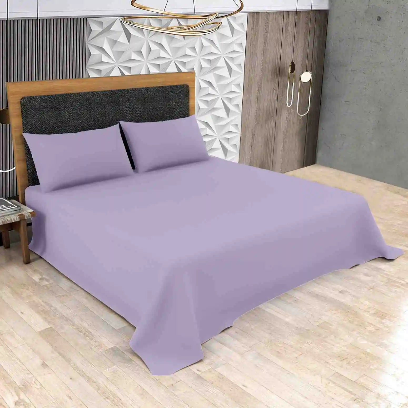 poly cotton flat bed sheets lilac