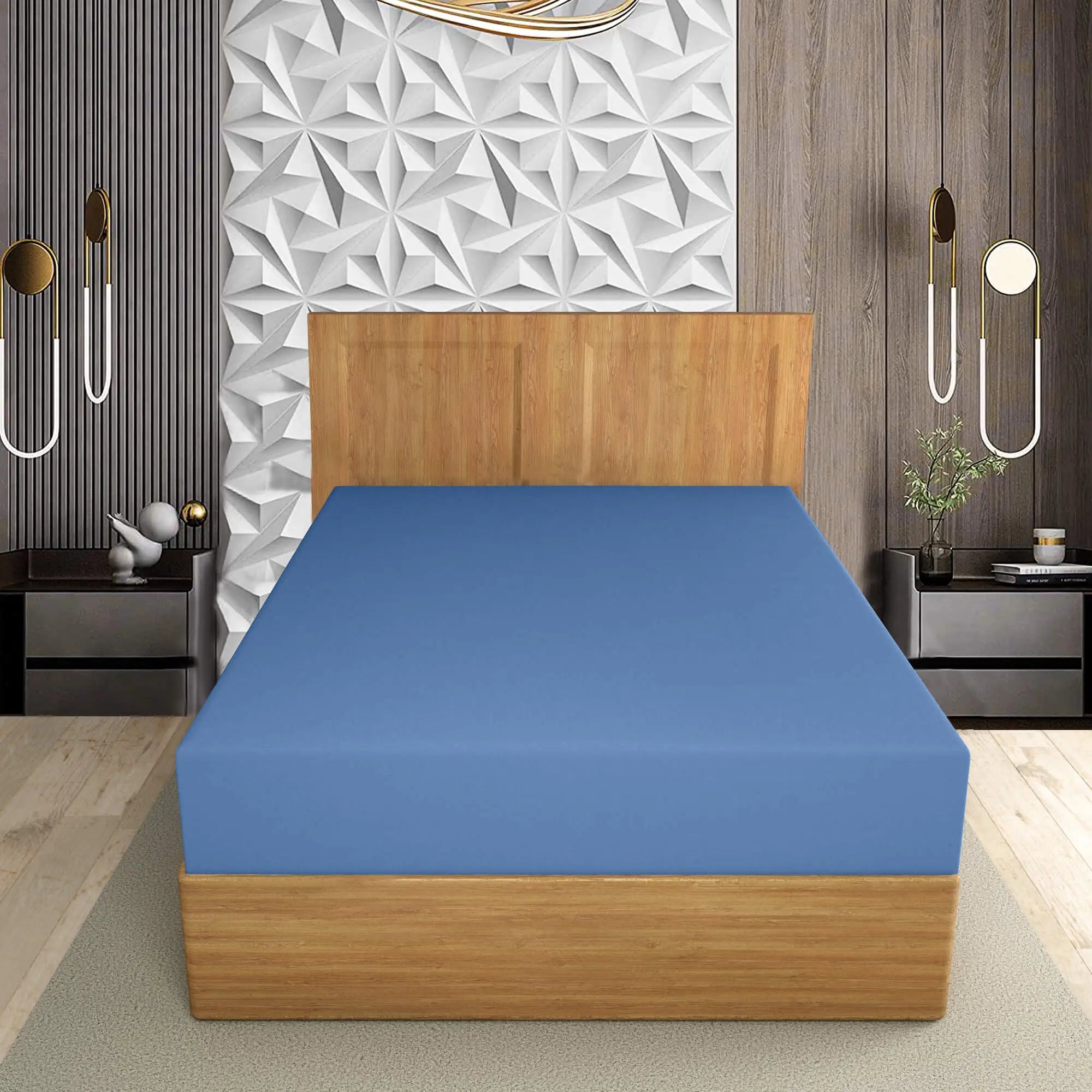 easy care PC extra deep fitted sheet midblue