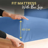 Pc deep pocket fitted sheets mid blue