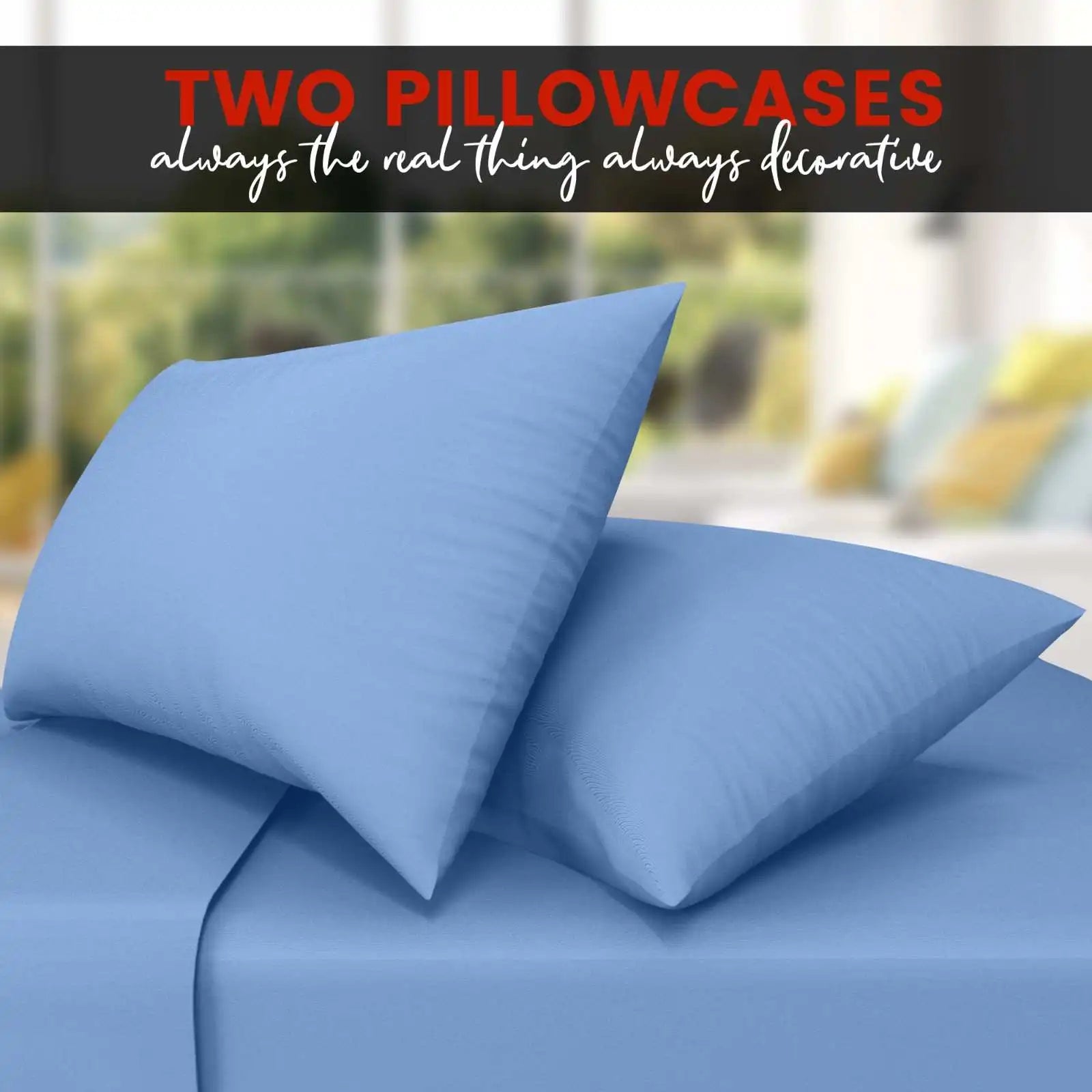 poly cotton pillow cases mid blue