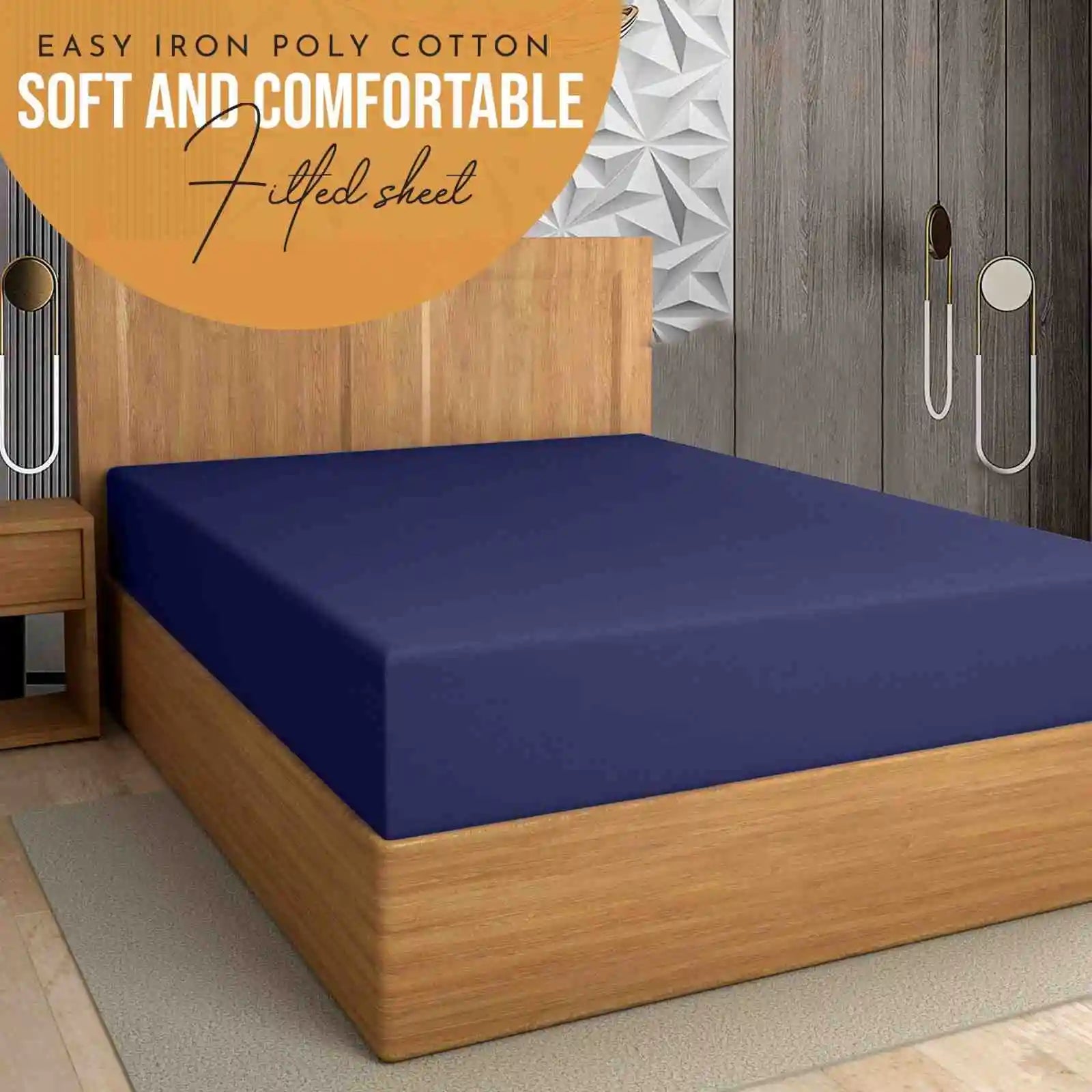 easy iron PC extra deep fitted sheet navy